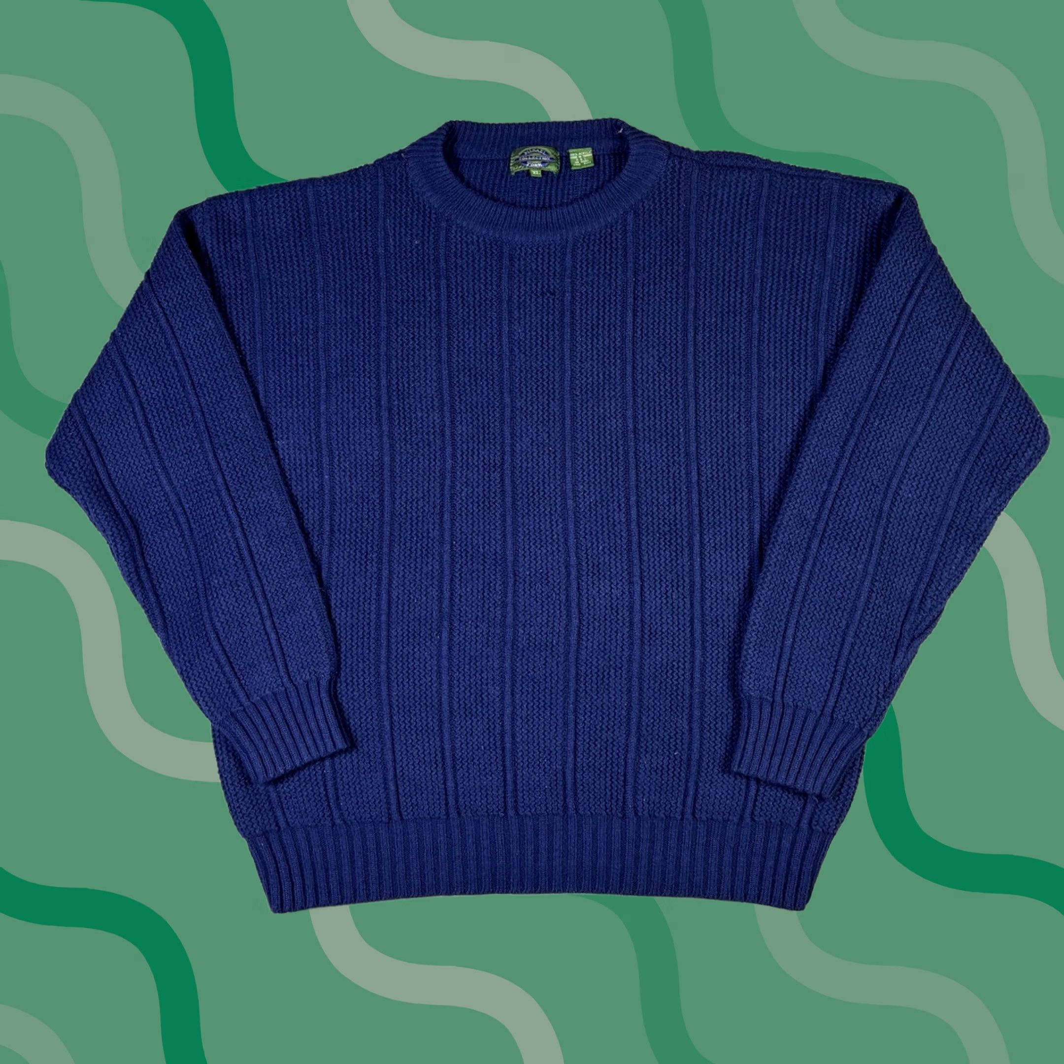 Vintage VINTAGE 90s Chunky-Knit Blue Pullover Crewneck Sweater Adult XL 100% Acrylic Size US XL / EU 56 / 4 - 1 Thumbnail