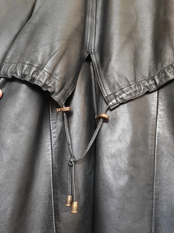 Leather Unique 90s Vintage Leather Coat Size M / US 6-8 / IT 42-44 - 6 Thumbnail