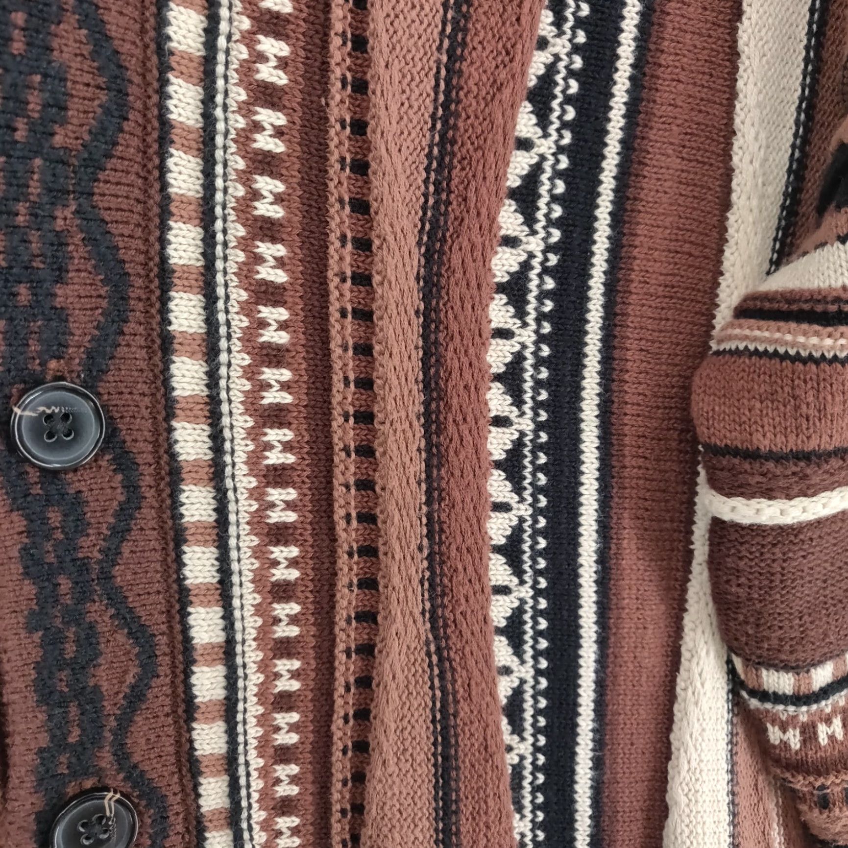 Abercrombie & Fitch Abercrombie & Fitch Sweater Mens M Brown 3D Knit Chunky Coogi Style Cardigan Size US M / EU 48-50 / 2 - 5 Thumbnail