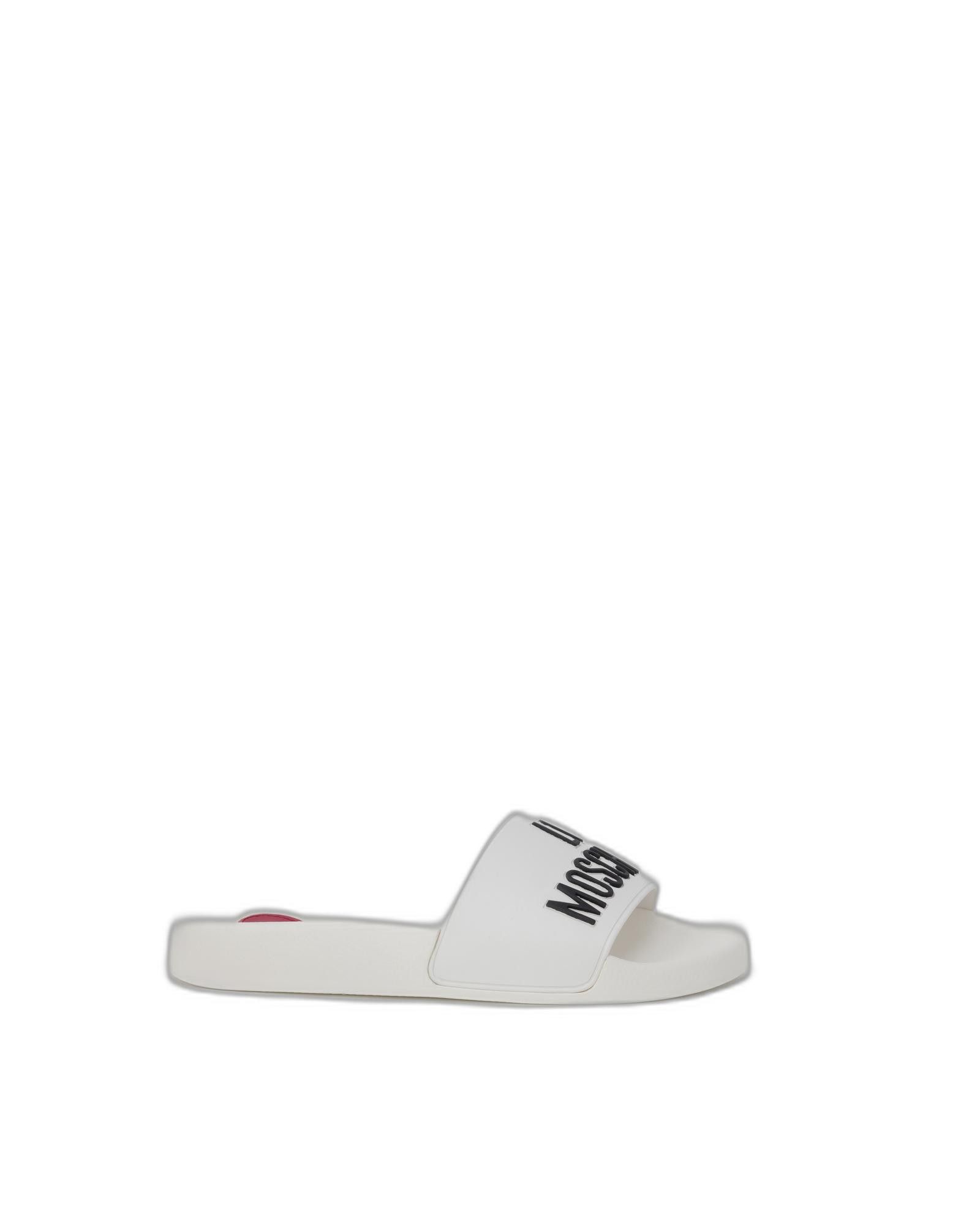 image of Moschino Rubber Sole Slippers in White, Women's (Size 9)