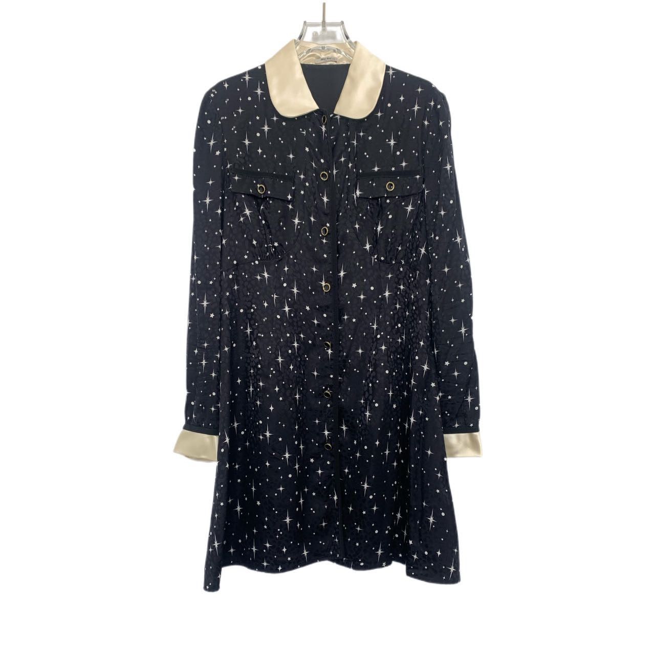 Miu Miu Miu Miu Summer Star Pattern Silk Black Casual Dress K26WX Size M / US 6-8 / IT 42-44 - 1 Thumbnail