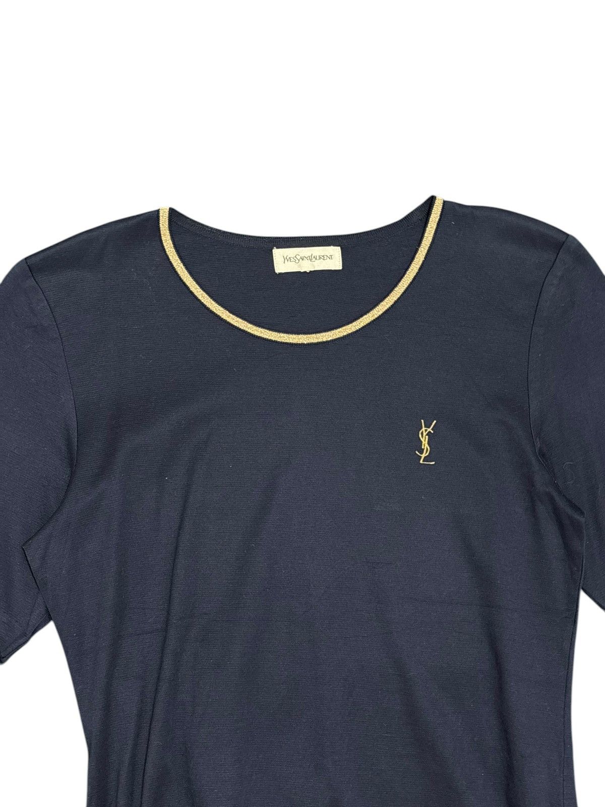 Yves Saint Laurent Yves Saint Laurent Dark Blue Gold Glitter Logo Pullover jpn Size L / US 10 / IT 46 - 9 Thumbnail