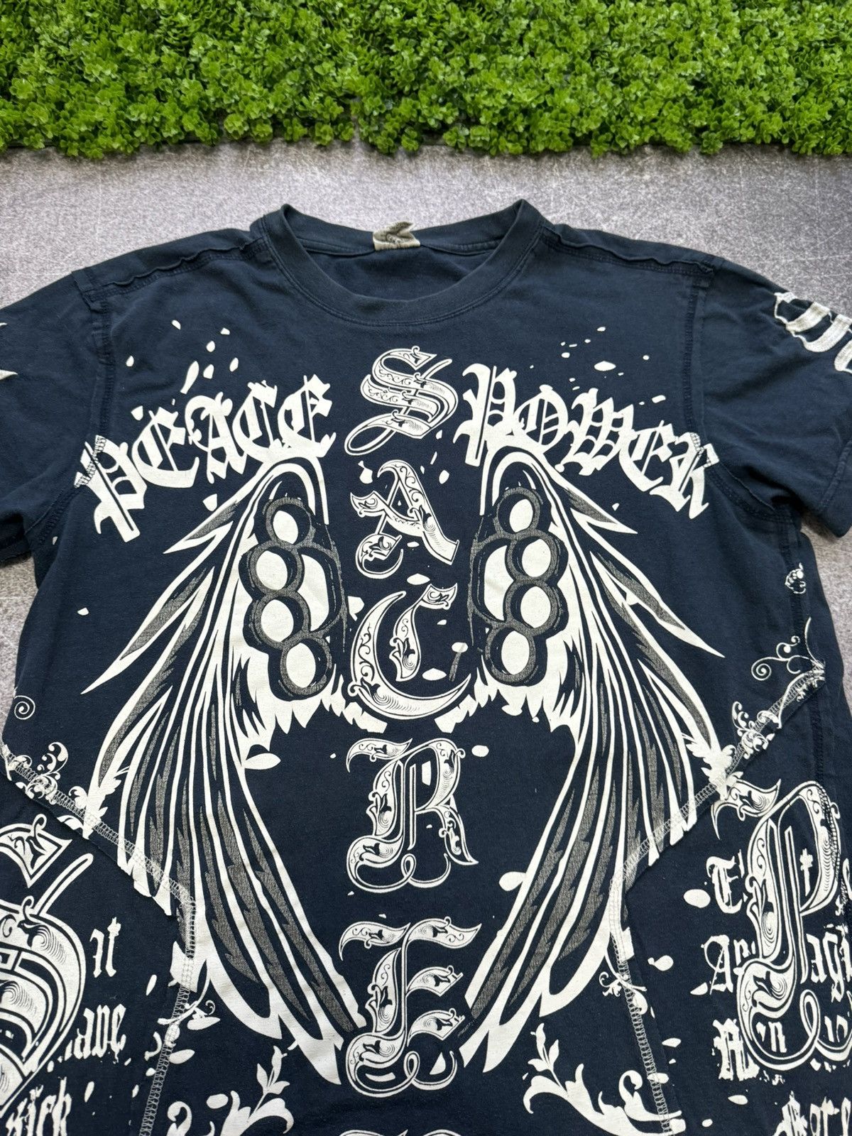 Affliction × Helix × Vintage Vintage Y2K Raw Blue Goth MMA Zipper Graphic T-Shirt Size US M / EU 48-50 / 2 - 8 Thumbnail