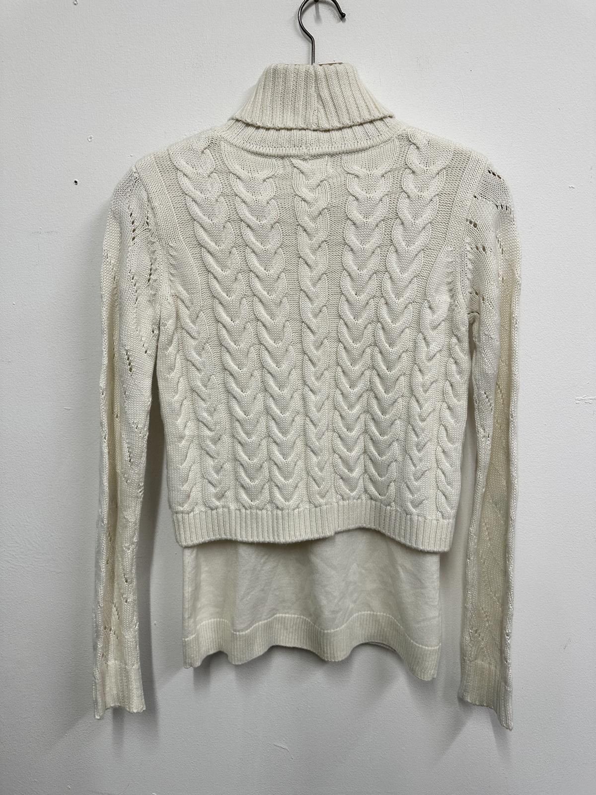 Calvin Klein Calvin Klein White Cable Knit Turtleneck Sweater XS Size XS / US 0-2 / IT 36-38 - 4 Thumbnail
