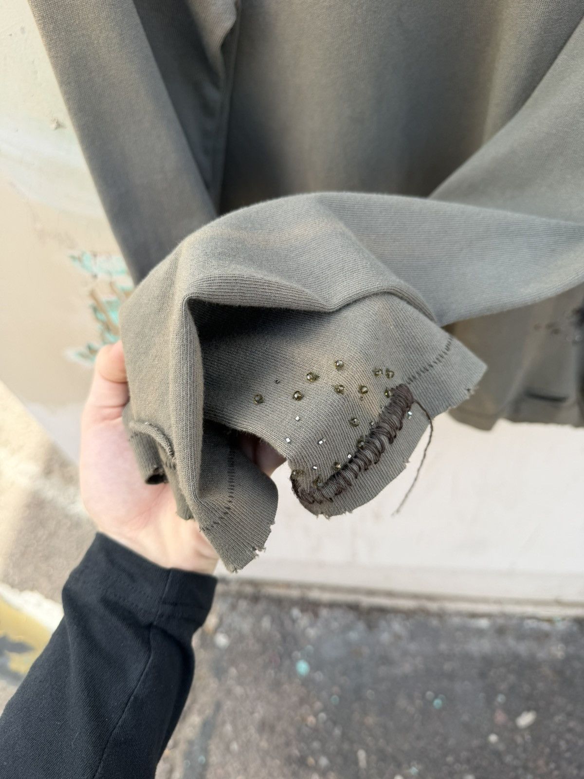 Acne Studios Acne Studios Sage Green Pearlized and Distressed Long Sleeve Size US M / EU 48-50 / 2 - 7 Thumbnail