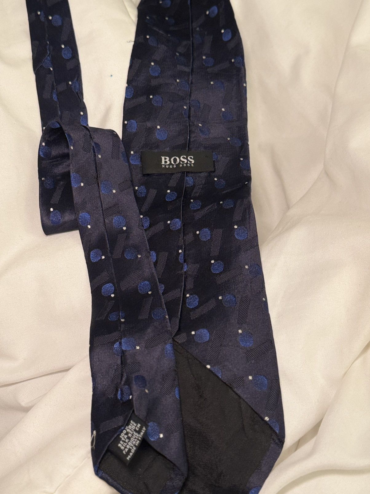 Hugo Boss BOSS Hugo Boss Navy Blue Polka Dot Patterned Tie Size ONE SIZE - 3 Thumbnail