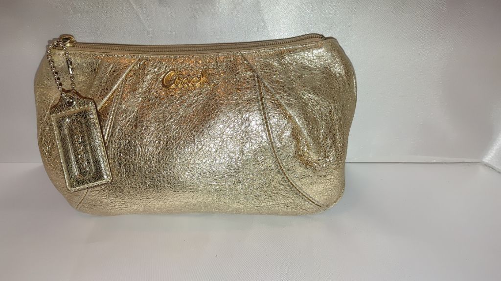 Coach Coach Metallic Gold Zippered Pouch M0869-42536 Size ONE SIZE - 3 Thumbnail