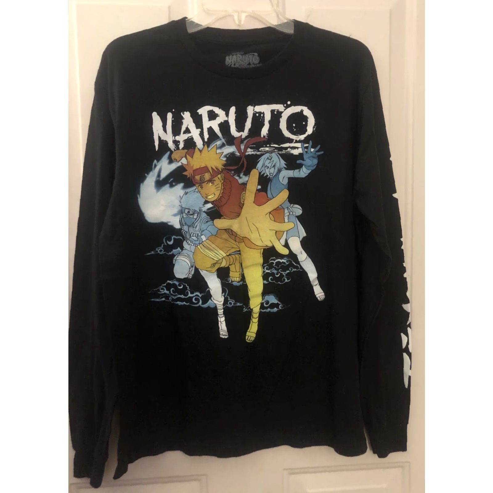 Vintage Naruto Shippuden Graphic Print T-shirt Men M Black Long Sleeve Crew Neck Cotton Naruto Logo Anime Shirt Size US M / EU 48-50 / 2 - 2 Thumbnail