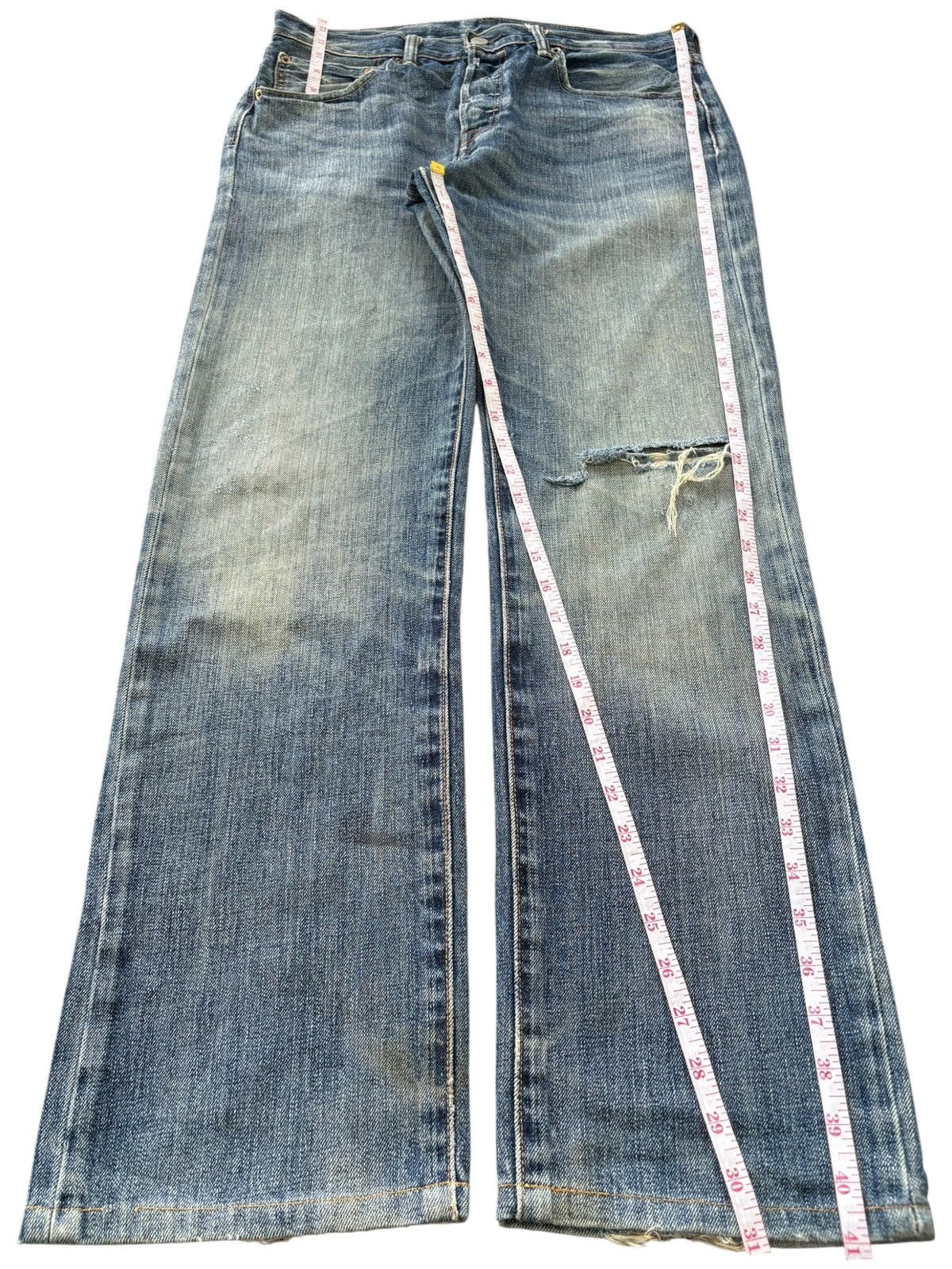 Levi's Y2K Levis 501 Mud Wash Distress Loose Jeans Size US 33 - 10 Thumbnail