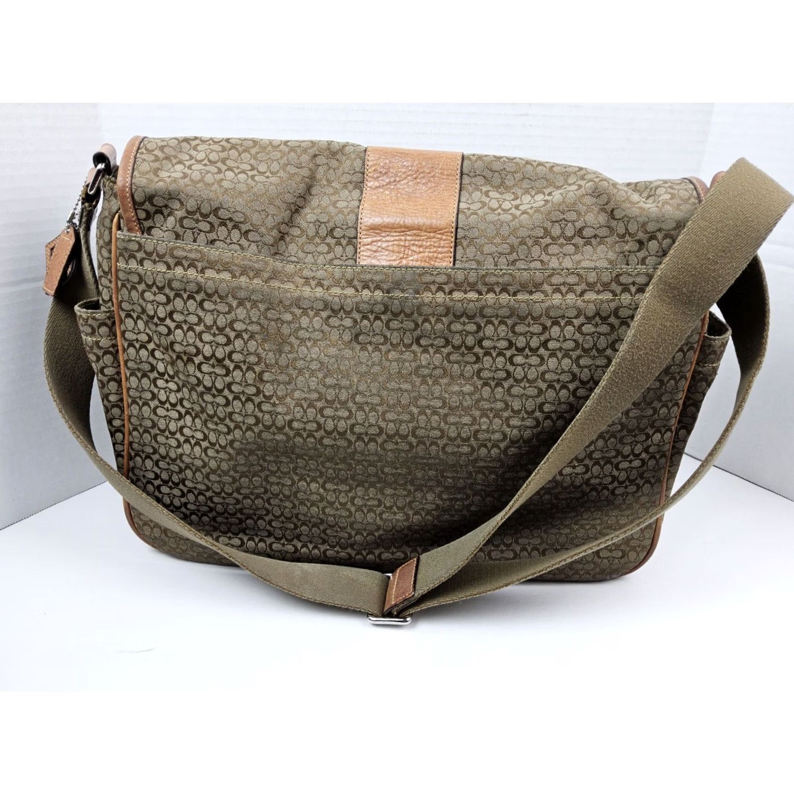 Coach Coach Signature Hudson Commuter Messenger Bag Large Brown Canvas Leather-Look Travel Case Size ONE SIZE - 6 Thumbnail