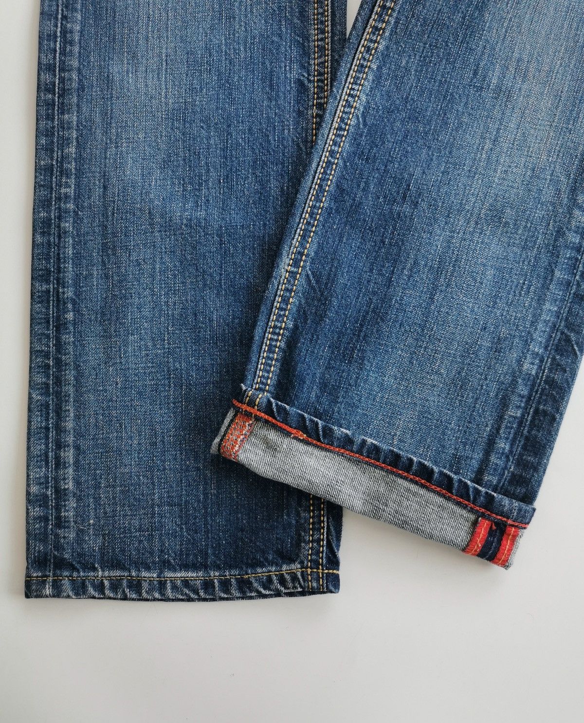 Edwin Edwin Blue Trip Leather Trim Distressed Jeans Size 29" - 7 Thumbnail