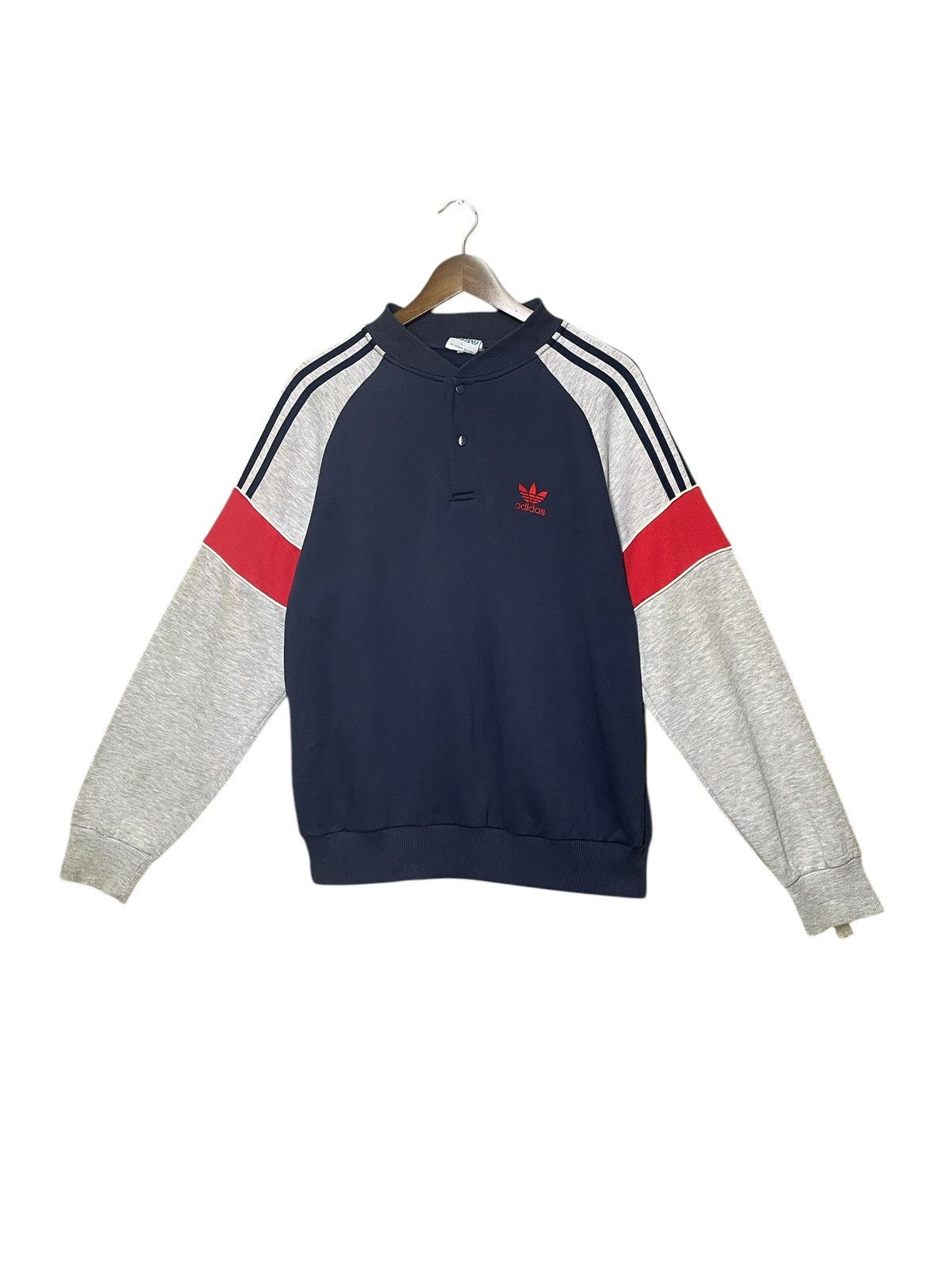 Adidas × Vintage 80s adidas half button embroidered small logo sweatshirt Size US M / EU 48-50 / 2 - 1 Thumbnail