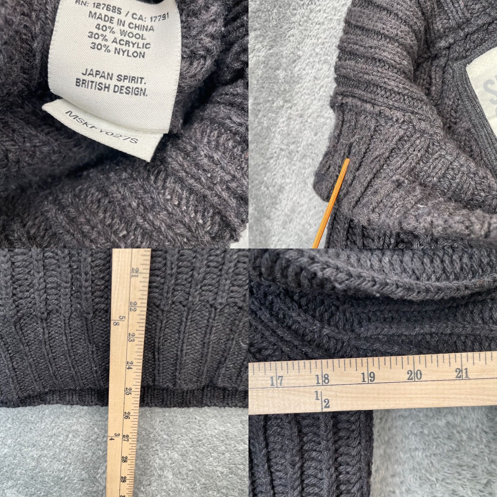 Superdry Superdry Sweater Mens Medium Gray Wool Blend Chunky Knit Ribbed Shawl Collar Size US M / EU 48-50 / 2 - 8 Thumbnail