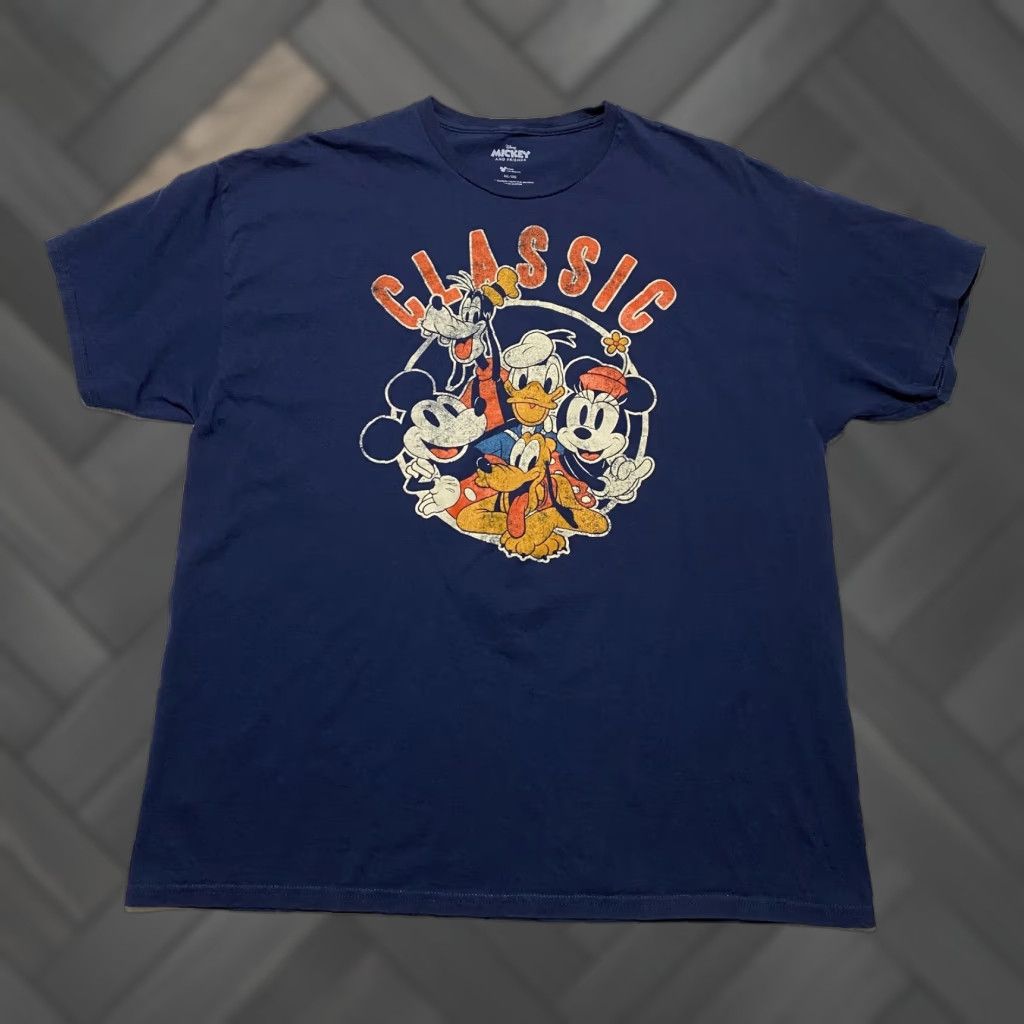 Disney Disney Mickey & Friends Shirt Mens 2XL Blue Graphic Tee Cartoon Classic Crew Neck Short Sleeve Navy blue 2XL Mens Size US XXL / EU 58 / 5 - 1 Thumbnail