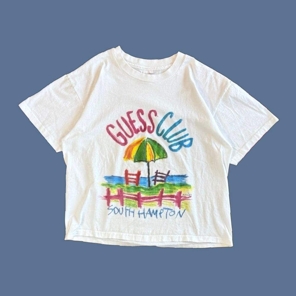 Guess VINTAGE Guess Club South Hampton T-Shirt OSFA Men L White 90s Beach 1993 USA Shirt Mens Size US L / EU 52-54 / 3 - 1 Thumbnail