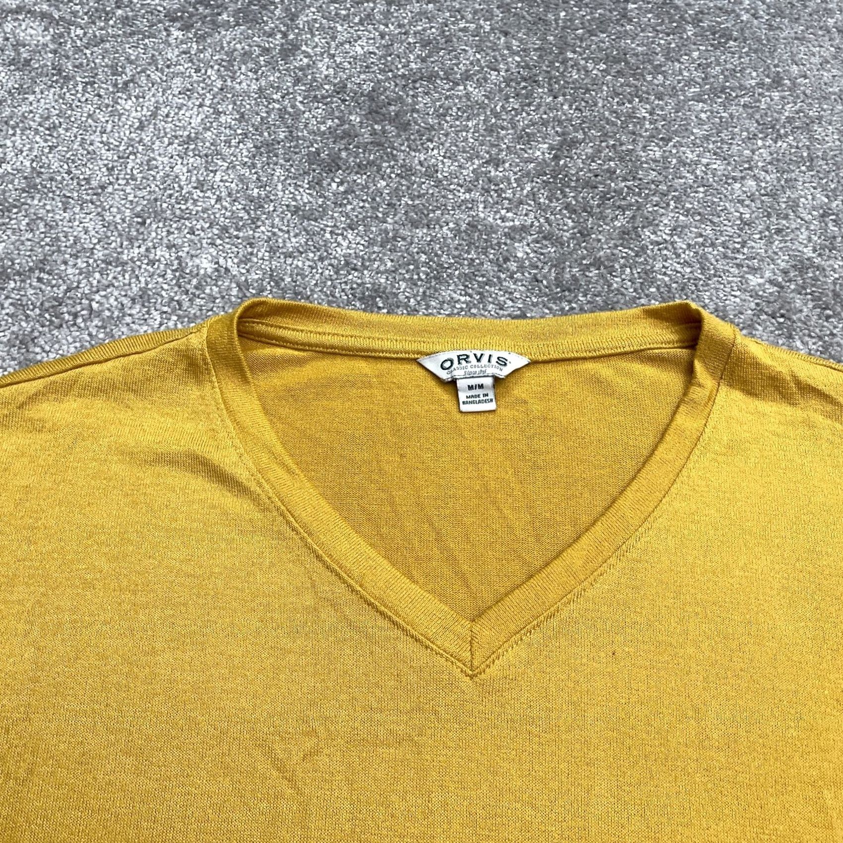 Orvis Orvis Knitted Top Womens Medium Mustard Gold V-Neck Short Sleeve Casual Shirt Size M / US 6-8 / IT 42-44 - 4 Thumbnail