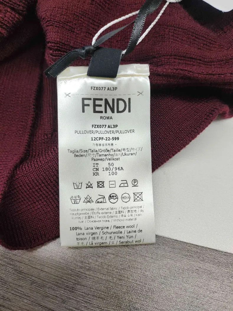 Fendi Fendi Burgundy Cable Knit Wool Sweater Size US M / EU 48-50 / 2 - 4 Thumbnail