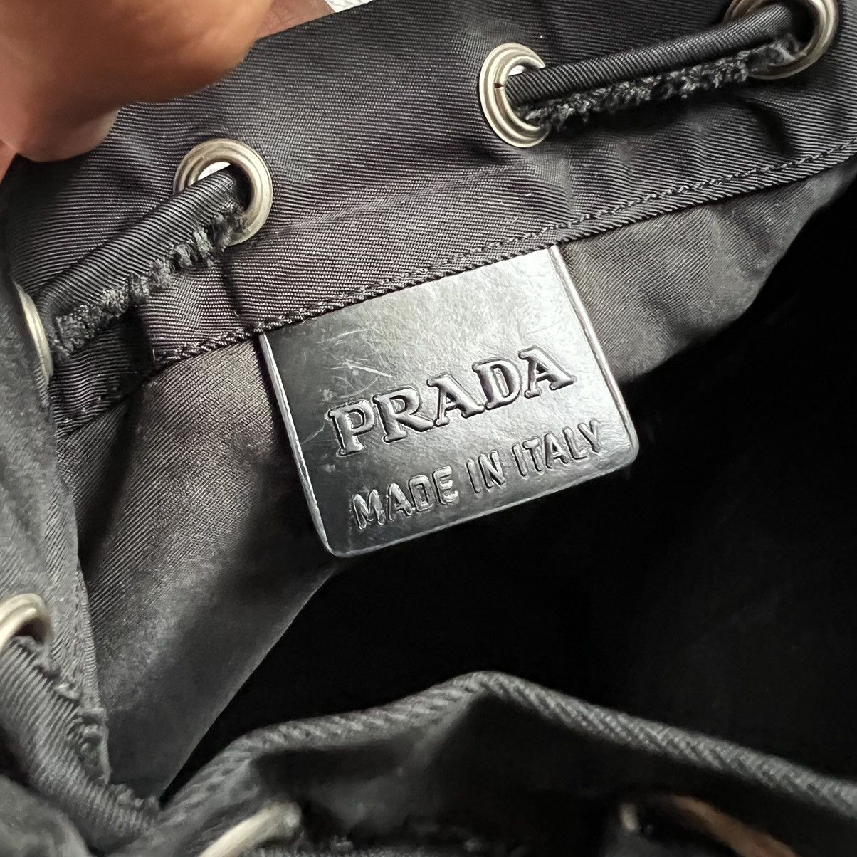 Prada Prada Black Tessuto Nylon Drawstring Pouch Size ONE SIZE - 11 Thumbnail