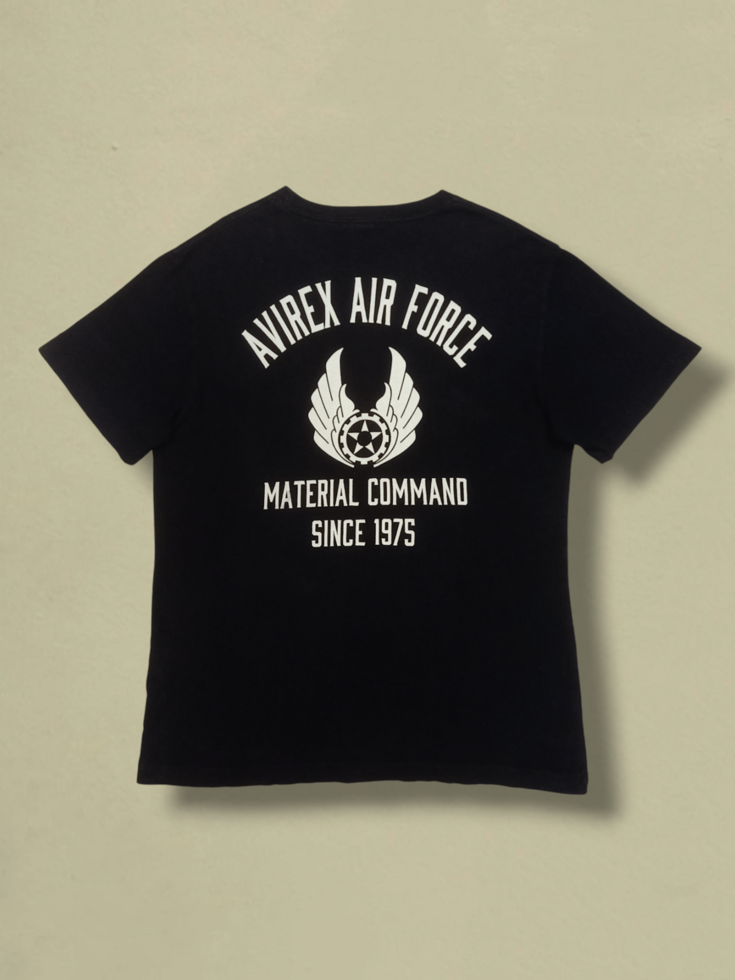 AVIREX Air Force Big Logo Spell Out Black L Size T-Shirt