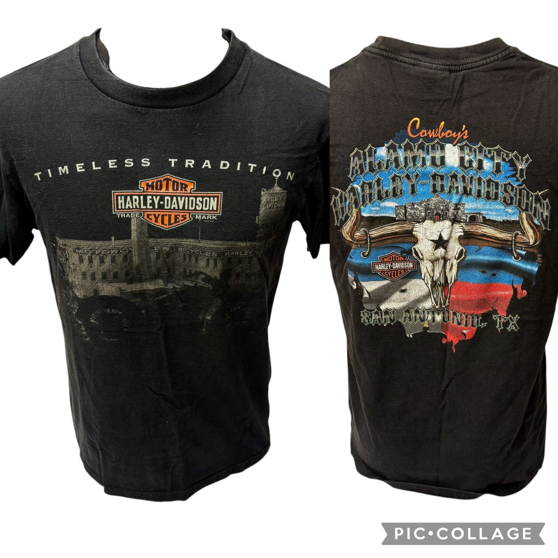Harley Davidson 90’s Motorcycle COWBOYS ALAMO CITY Texas Longhorn BIKER Tee Size US M / EU 48-50 / 2 - 1 Thumbnail