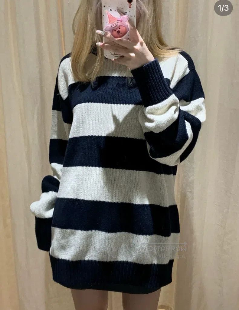 Max Mara Max Mara Navy Striped Knit Dress Size M / US 6-8 / IT 42-44 - 7 Thumbnail
