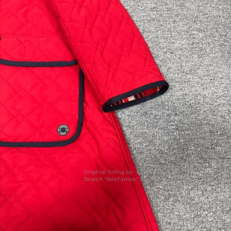 Hermes Hermes Red diamond-stitched quilted asymmetrical hem mid-l Size XXS / US 00 / IT 34 - 4 Thumbnail
