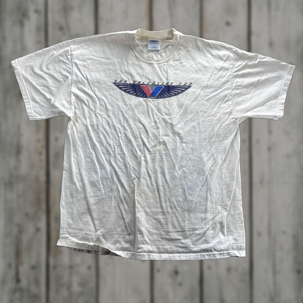Vintage Valvoline Cup Racing Graphic Tee Mens XL Ivory Size US XL / EU 56 / 4 - 1 Thumbnail