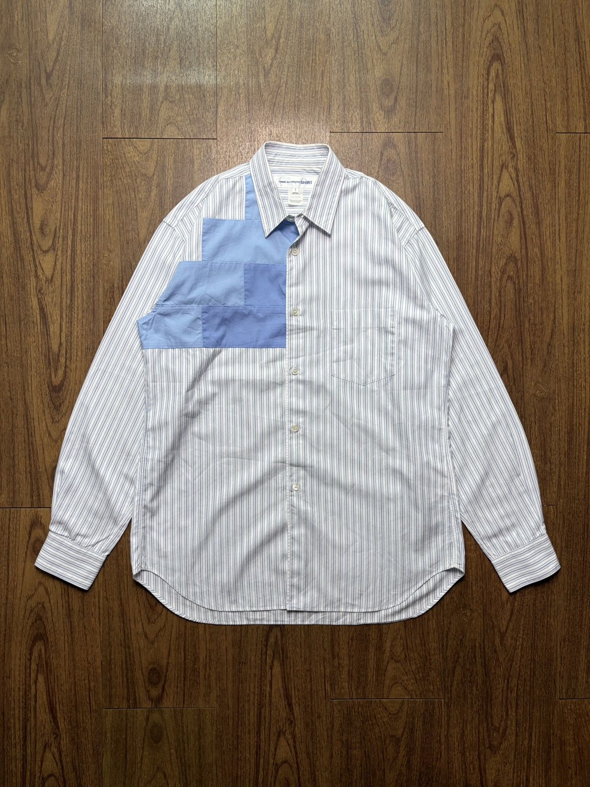 Comme des Garcons SHIRT FREE TAX! CDG Striped Patchwork Shirt Size US S / EU 44-46 / 1 - 1 Thumbnail