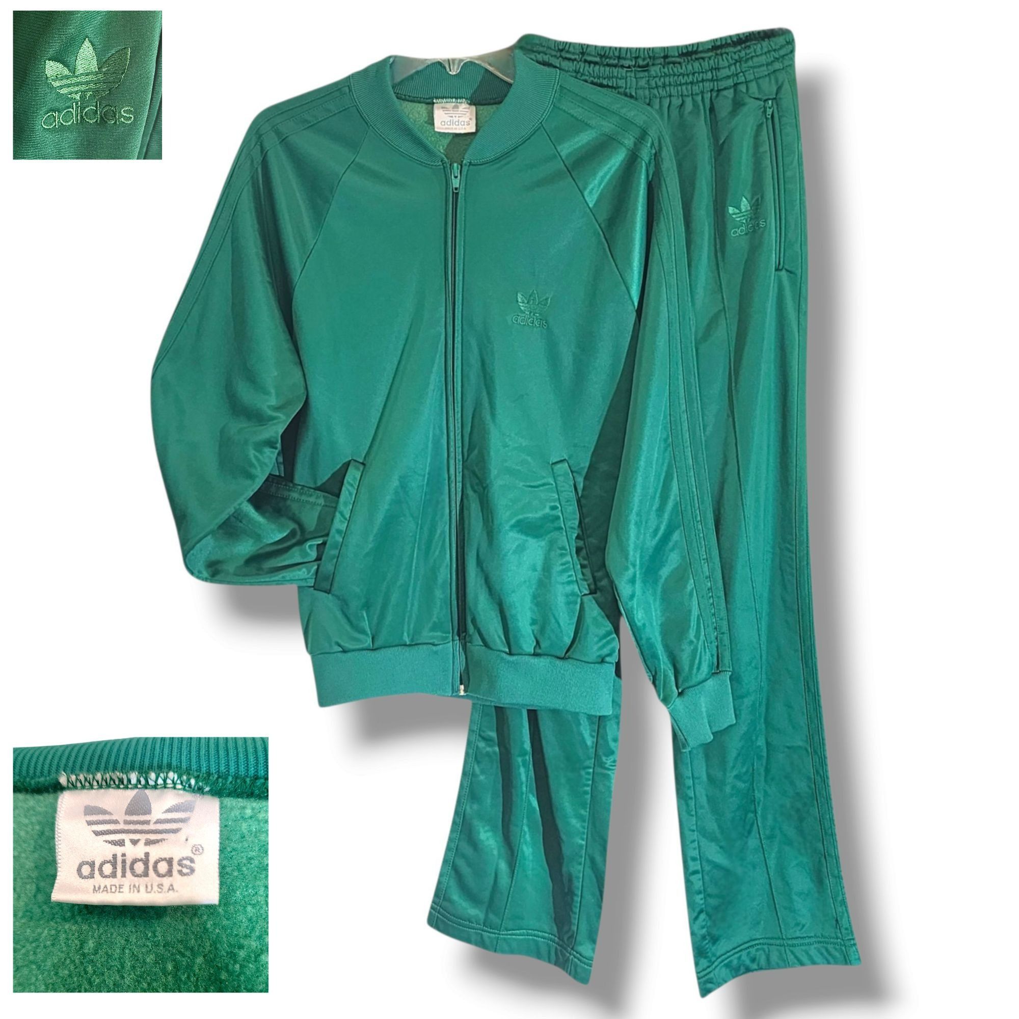 Adidas Vintage Adidas Trefoil Tracksuit 70s 80s Green Made in USA I Size US M / EU 48-50 / 2 - 1 Thumbnail