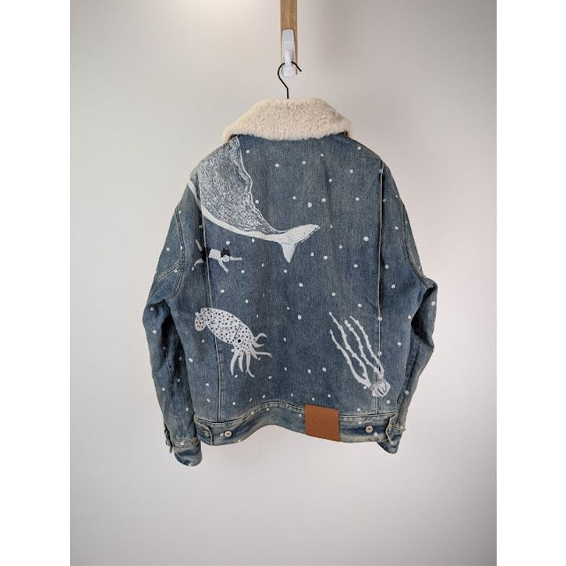 Loewe o1rshd1 Sketch Print Denim Jacket in Mid Blue Size US M / EU 48-50 / 2 - 10 Thumbnail
