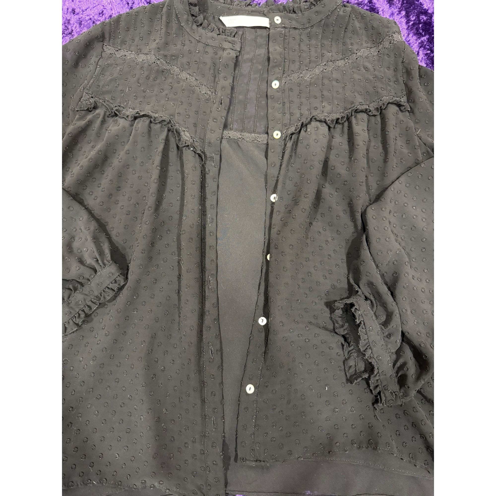 Zara Black longsleeve blouse Size XL / US 12-14 / IT 48-50 - 2 Thumbnail