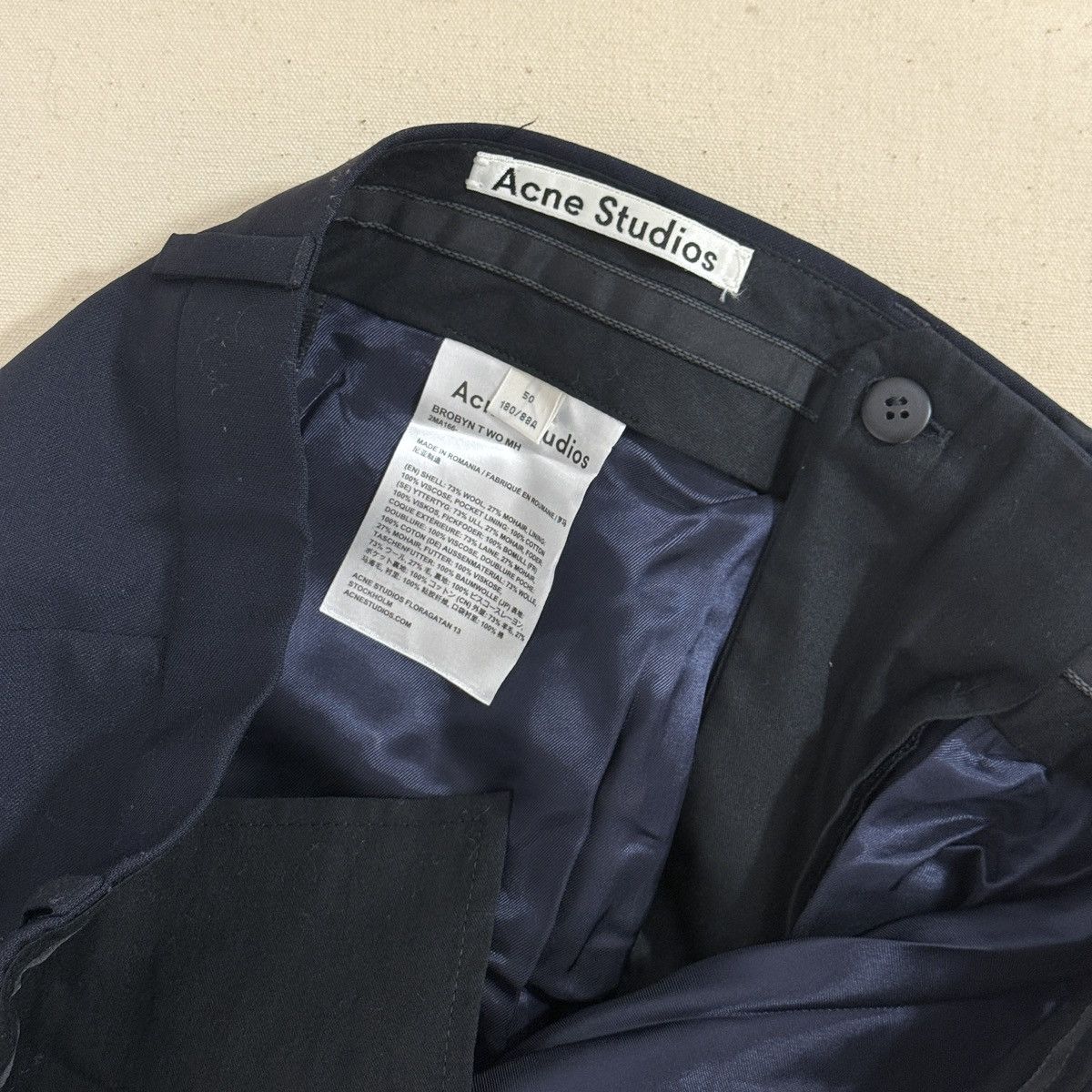 Acne Studios Acne Studios “BROBYN T WO MH” Wool-Mohair Trousers – Navy Size US 40 / EU 56 - 7 Thumbnail