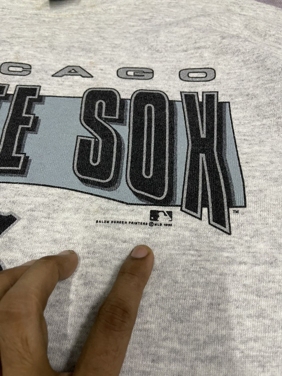 MLB × Salem Sportswear 1992 CHICAGO WHITE SOX CREWNECK ON SALEM TAG SIZE L Size US L / EU 52-54 / 3 - 6 Thumbnail