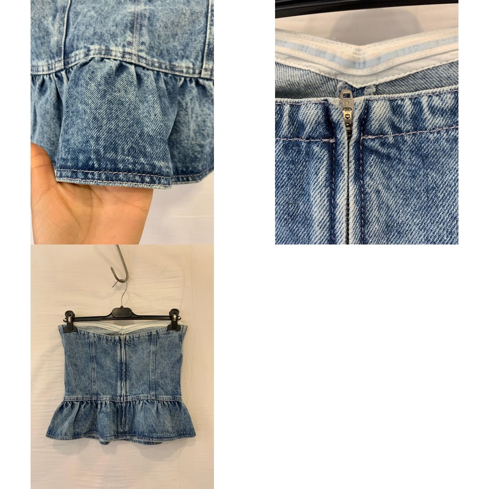 Isabel Marant Isabel Marant Étoile Solizinia Strapless Top Bustier Peplum Denim Acid Wash M 38 Blue Womens Size M / US 6-8 / IT 42-44 - 8 Thumbnail