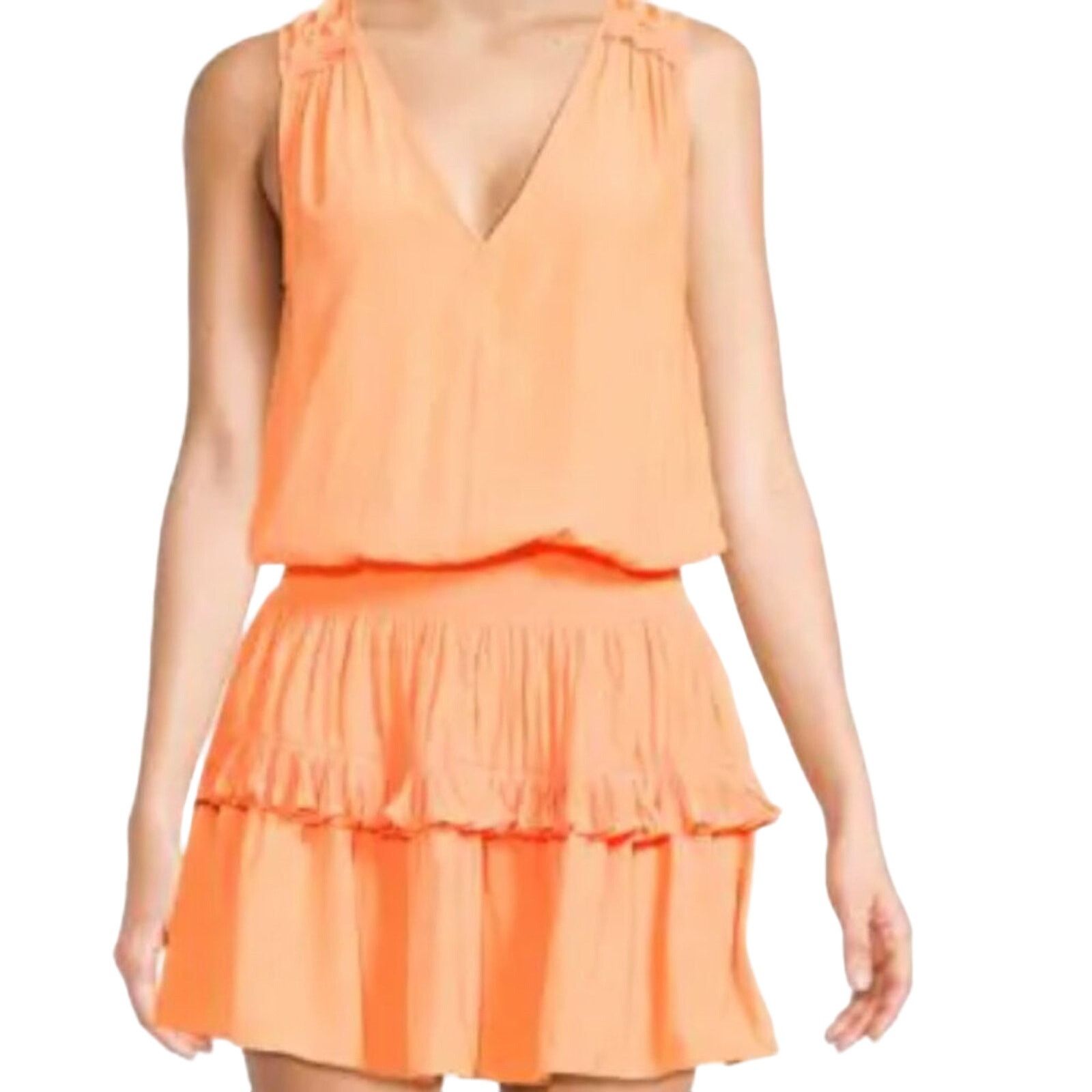 Ramy Brook Ramy Brook Kiara Smocked Mini Dress tangerine L Size L / US 10 / IT 46 - 12 Thumbnail