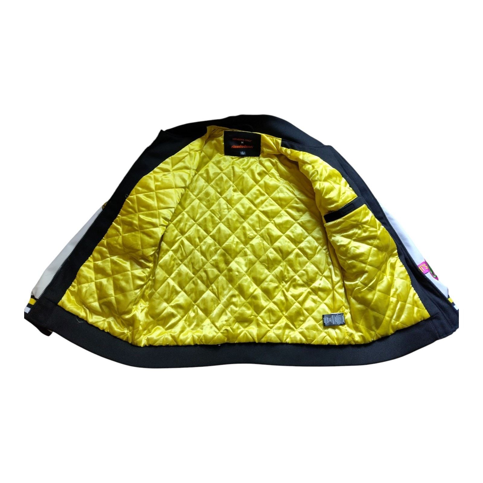 Members Only Women's SpongeBob Varsity Jacket, Size Large, Black/Yellow Size L / US 10 / IT 46 - 6 Thumbnail