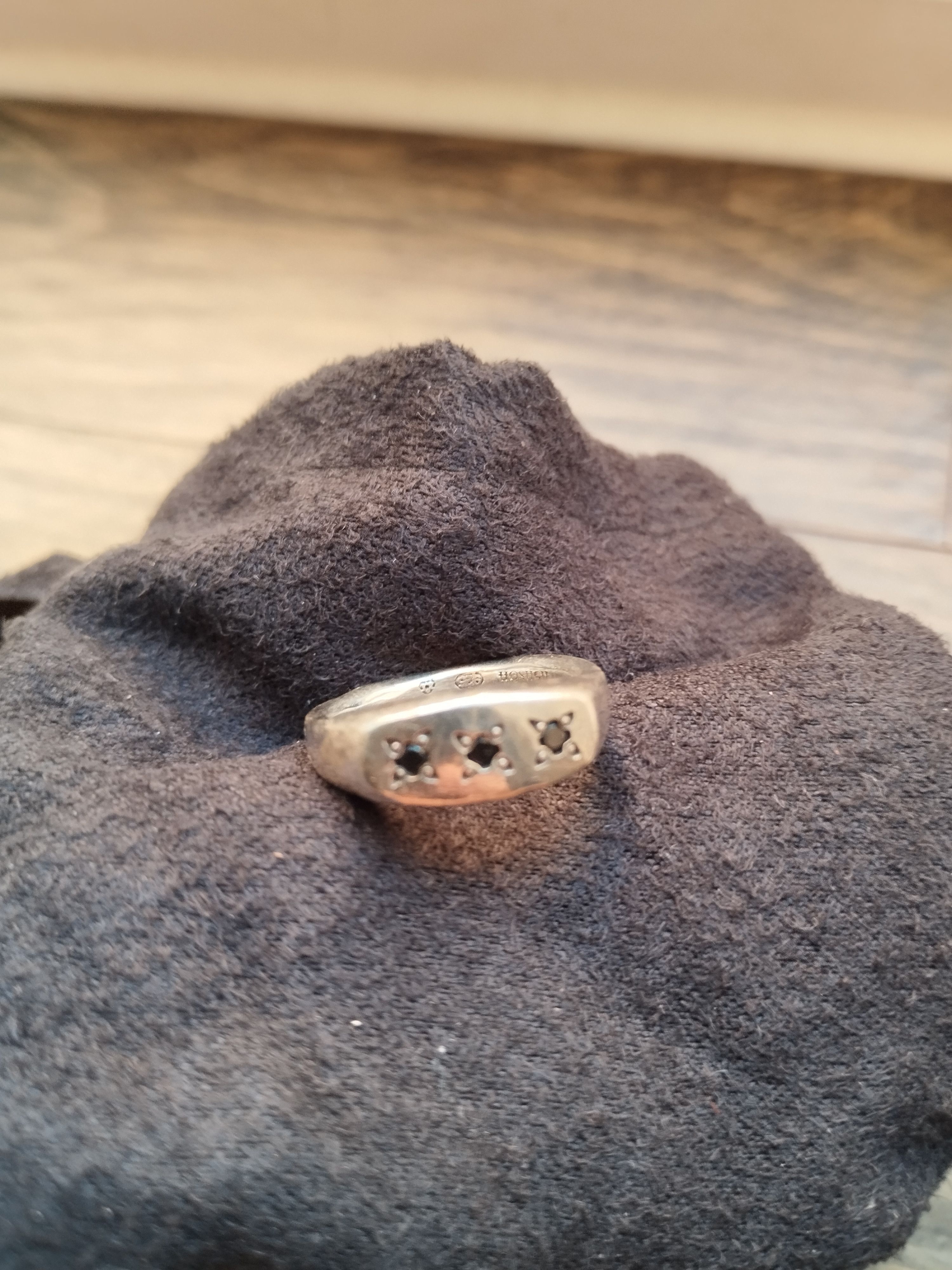 Henson Henson Black Diamond 925 Signet Ring Size ONE SIZE - 5 Thumbnail