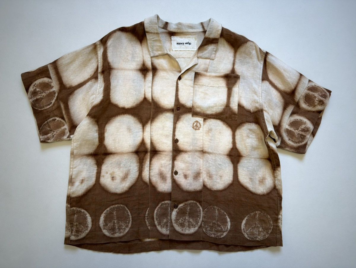 Story Mfg. Brown/Cream ‘Peace Tie Dye’ Shirt Size US XL / EU 56 / 4 - 2 Thumbnail