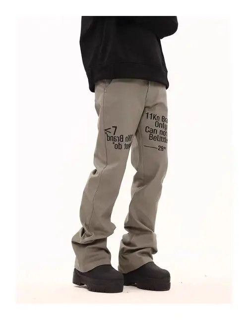 Japanese Brand Vintage street slogan embroidered micro flare casual pants Size US 30 / EU 46 - 6 Thumbnail