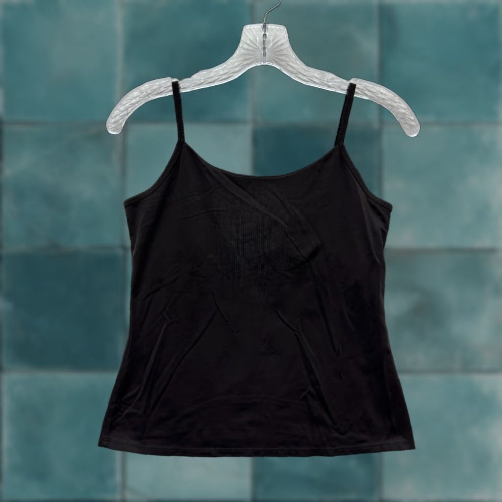 Vintage Y2K Vintage Camisole Tank Top Medium Brown Stretch Built-in-Bra Fairy Grunge Shirt M Brown Grunge Womens Size M / US 6-8 / IT 42-44 - 1 Thumbnail