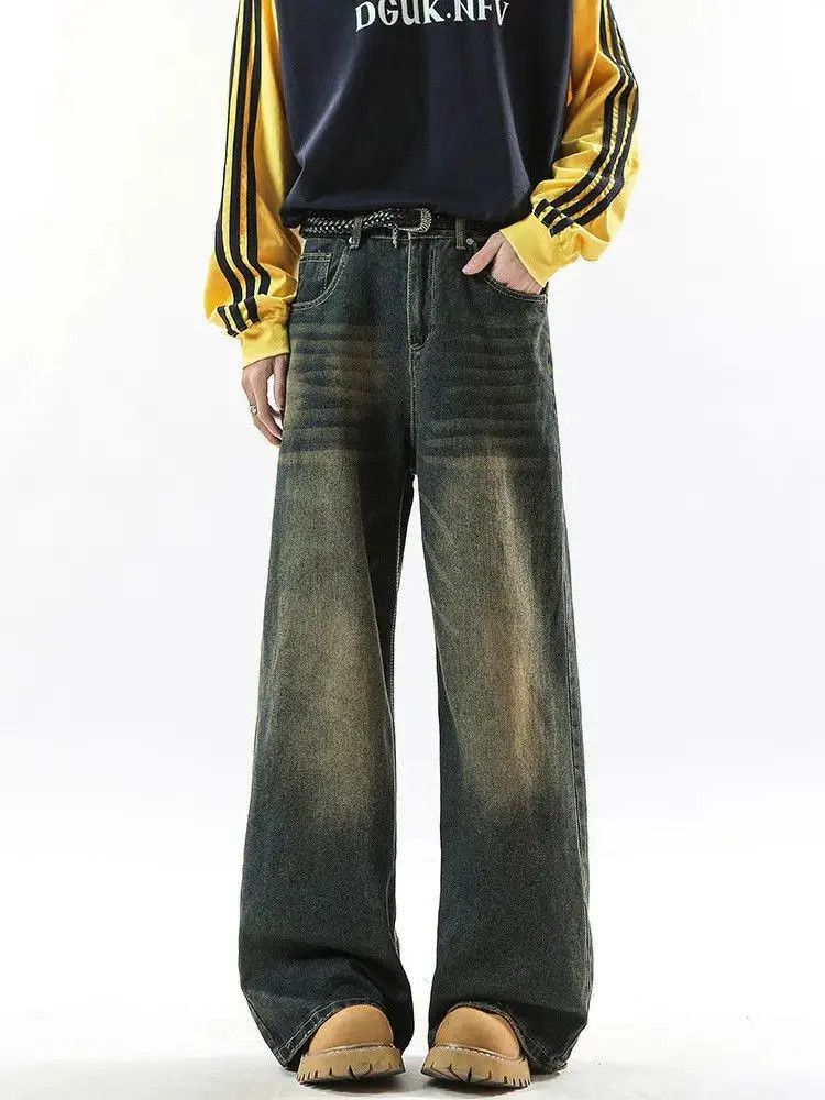 Japanese Brand Retro loose straight leg wide leg jeans Size US 32 / EU 48 - 3 Thumbnail