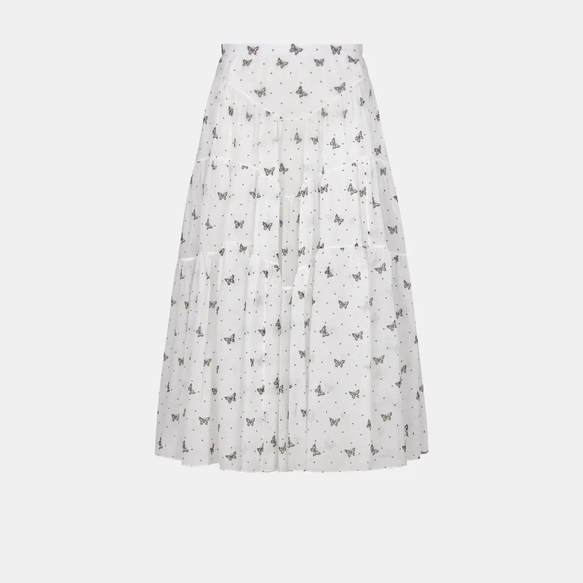 Dior o1w1db10225 Butterfly Cotton Skirt in White Size 28" / US 6 / IT 42 - 1 Thumbnail