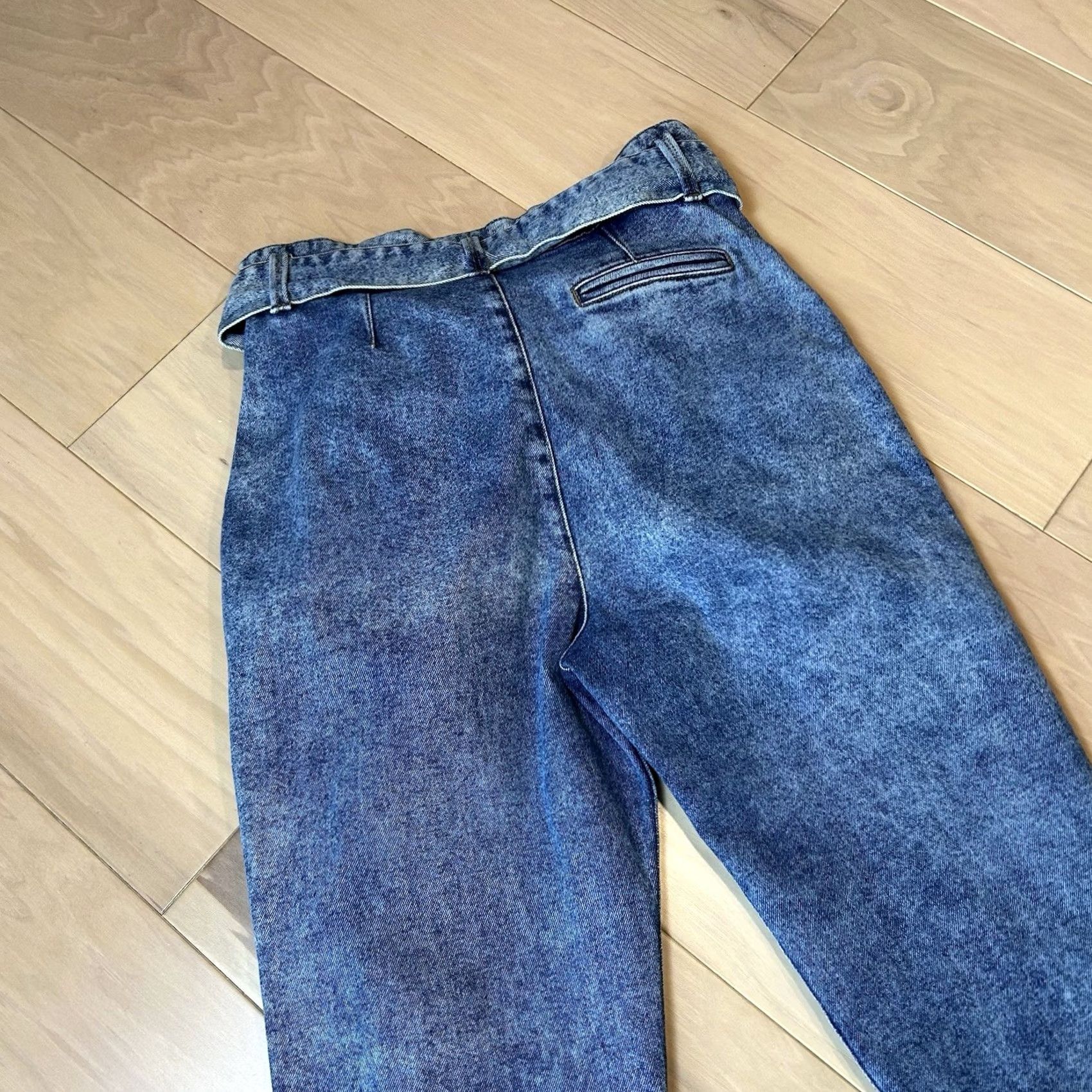 Vintage VINTAGE: No Sézane Austin Trousers Blue Denim Paperbag Tie Waist Women FR 38 Jeans Slim? No Size 26" / US 2 / IT 38 - 4 Thumbnail