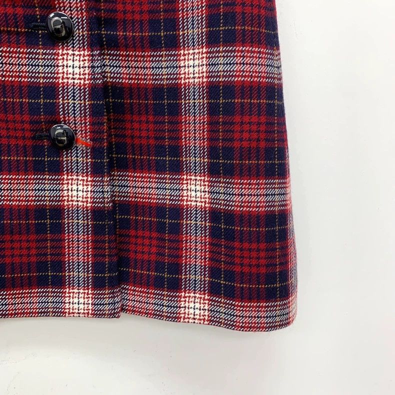 Dior Dior Dark red plaid wool single-breasted casual skirt short Size 24" / US 00 / IT 34 - 4 Thumbnail