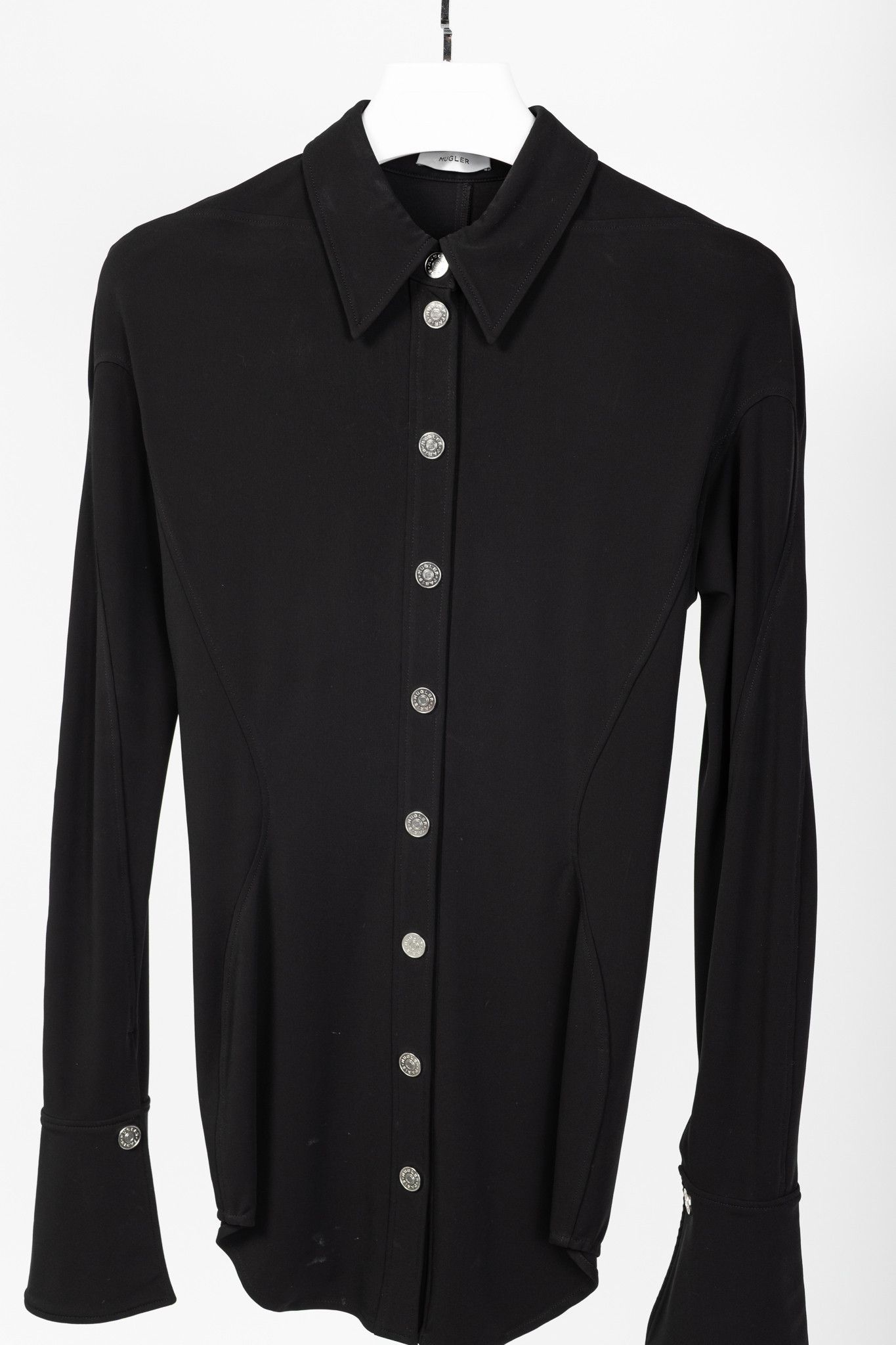 Mugler Mugler Black Long-Sleeved Stretch-Jersey Shirt Size M / US 6-8 / IT 42-44 - 3 Thumbnail