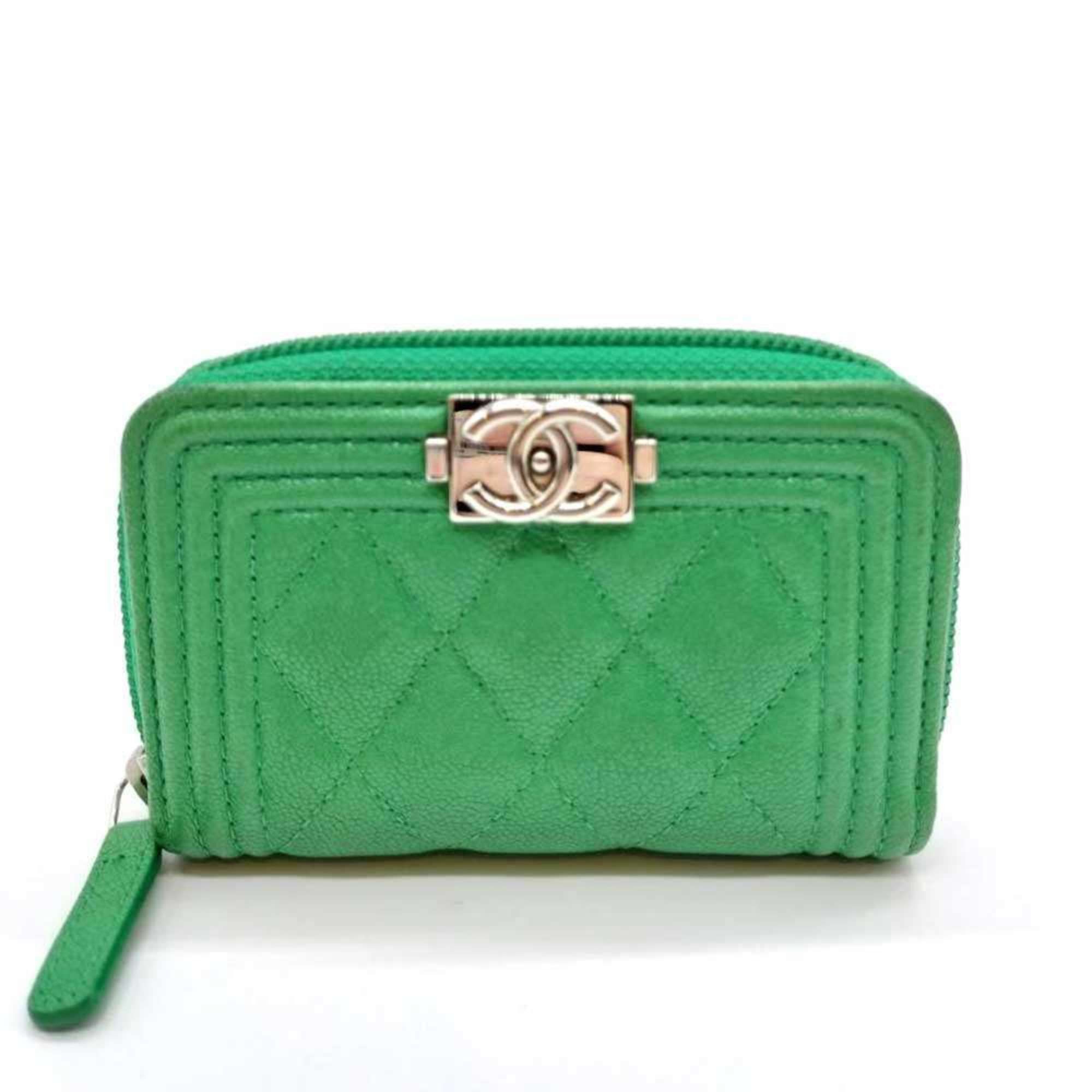 Chanel CHANEL Boy Chanel coin case, caviar leather, green, round. Size ONE SIZE - 1 Thumbnail