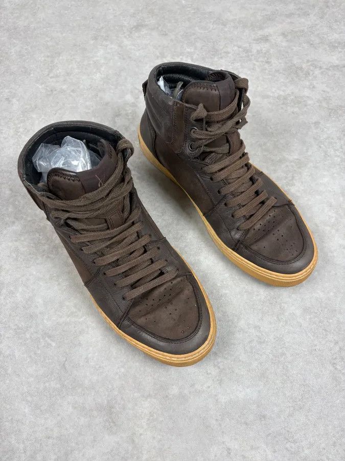 Yves Saint Laurent FW2002 Yves Saint Laurent Brown Leather High Sneakers Size US 8 / EU 41 - 4 Thumbnail