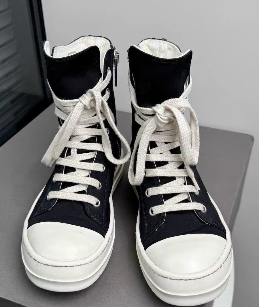 Rick Owens Drkshdw Rick Owens black and white canvas high-top sneakers Size US 5 / IT 35 - 3 Thumbnail