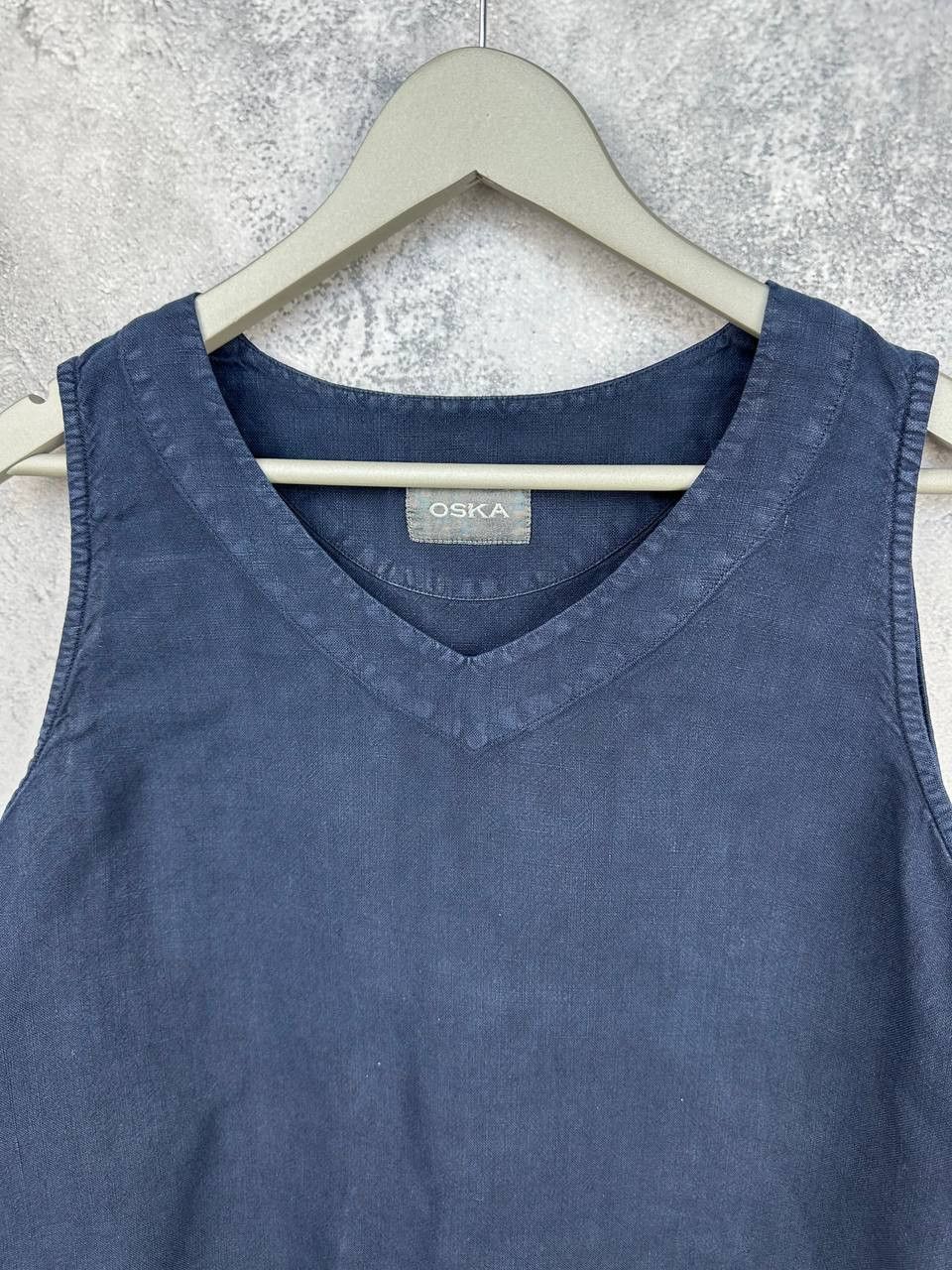 OSKA OSKA 100% Linen Crop Top Navy Faded Tank Vintage Size M / US 6-8 / IT 42-44 - 4 Thumbnail