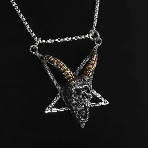 Jewelry Gothic Skull Horns Necklace Size ONE SIZE - 4 Thumbnail